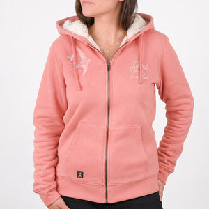 Veste Sherpa Hirondelles Rose Terracotta Femme STERED